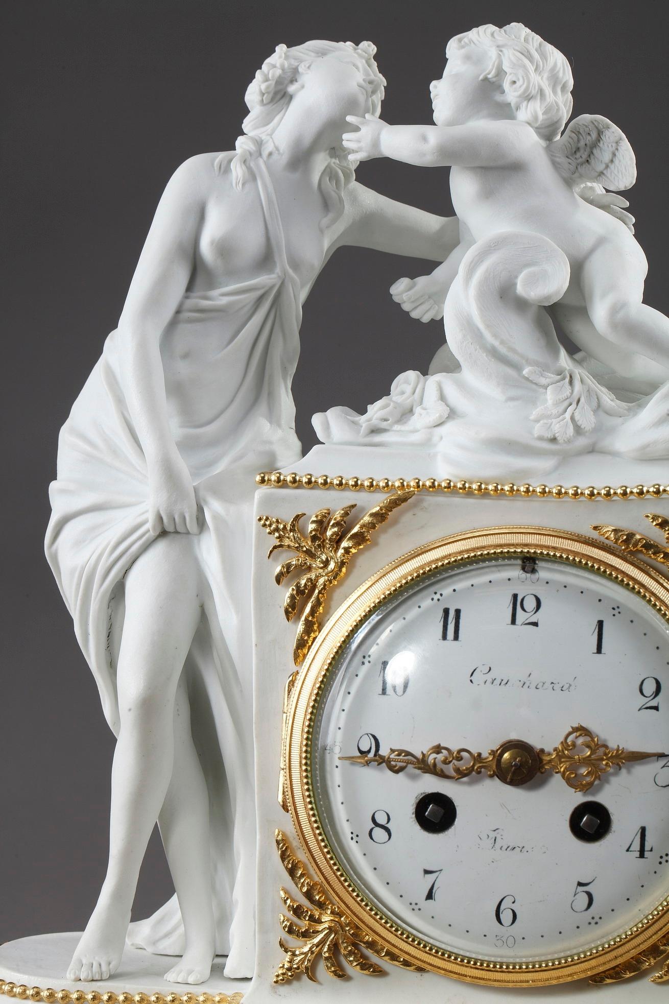 Uhr mit Pendel: Venus und Amor, im Louis-XVI-Stil von Samson im Zustand „Gut“ in Paris, FR