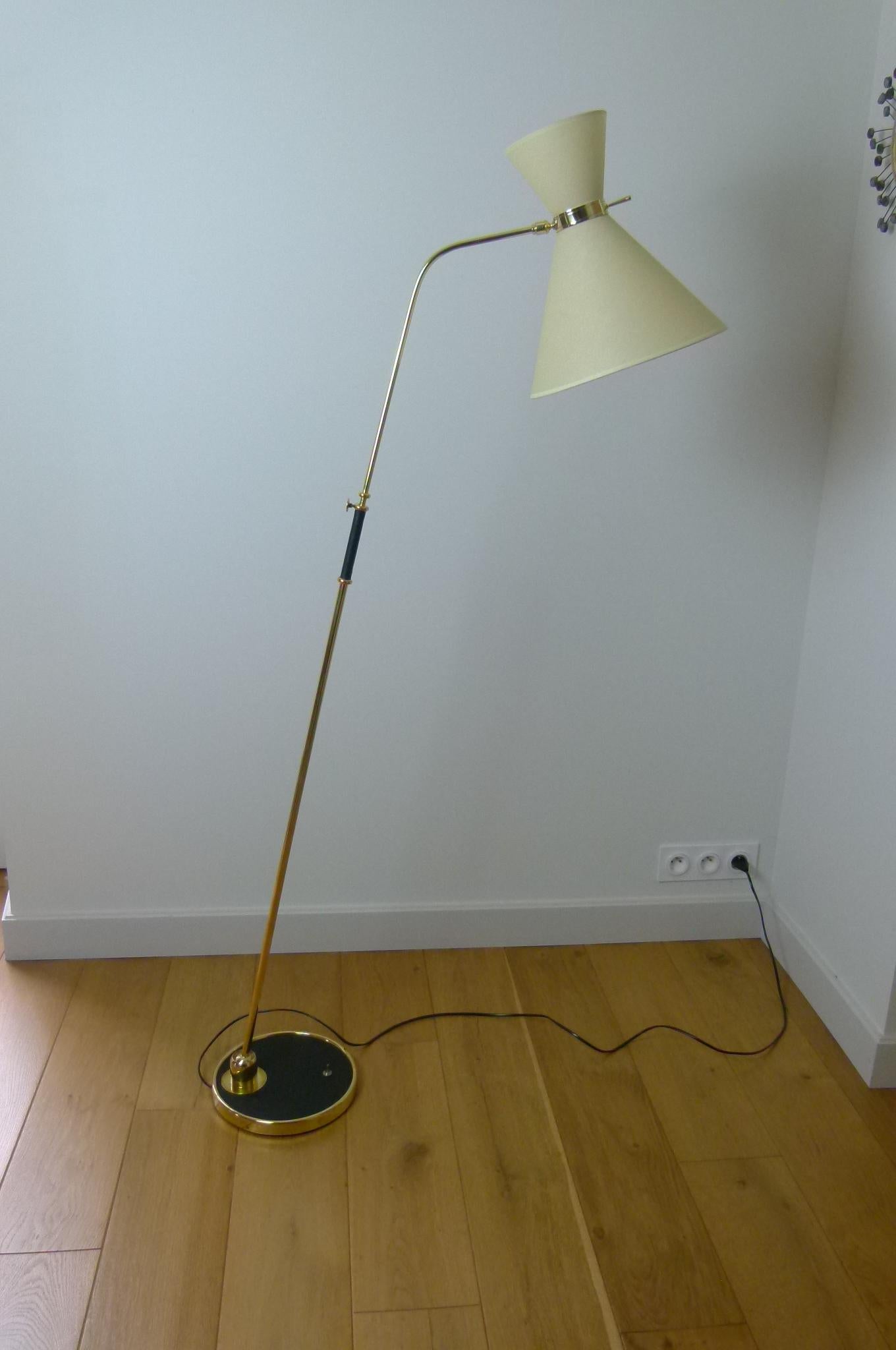 French Pendulum Floor Lamp Maison Lunel, circa 1950