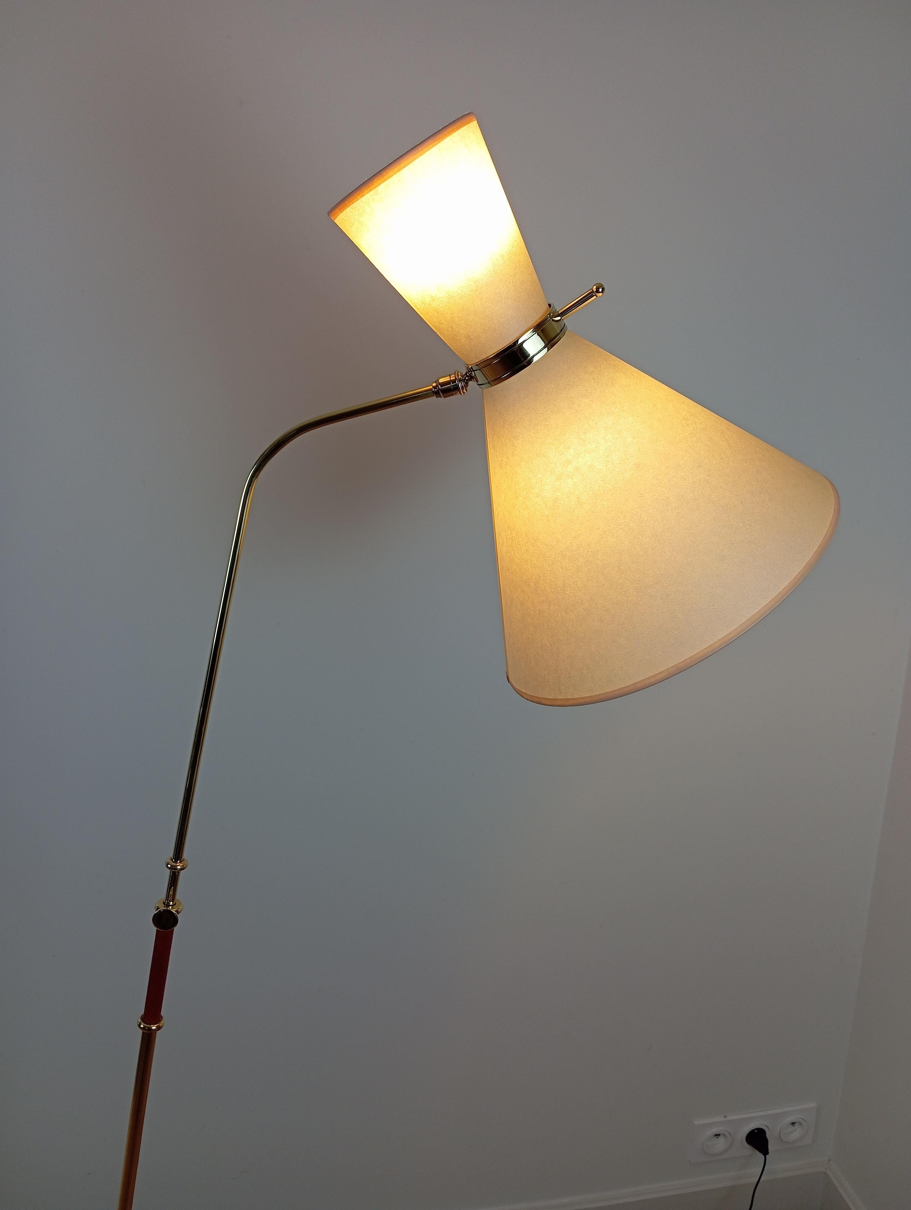 Mid-Century Modern Pendulum Floor Lamps, Maison Lunel circa 1950