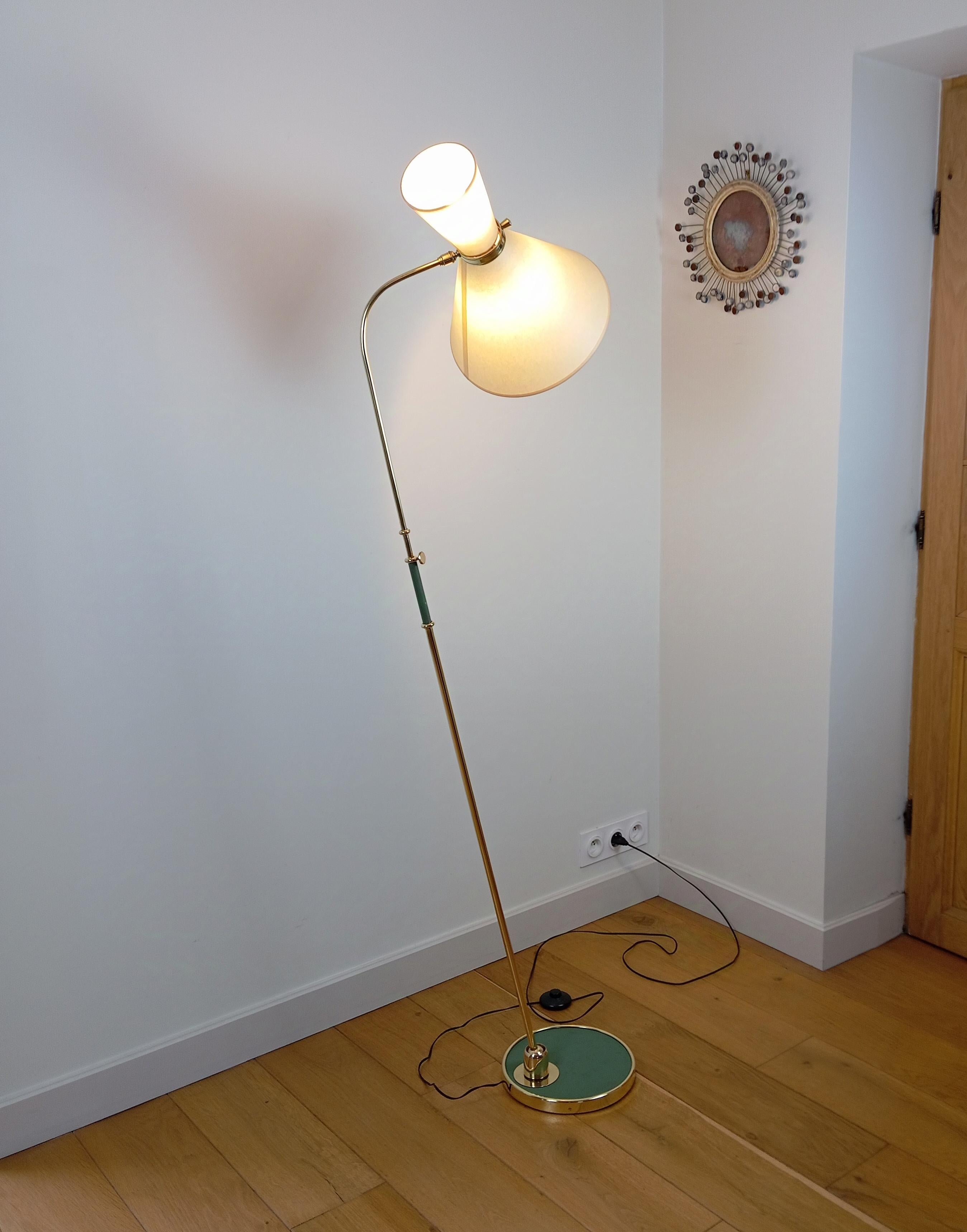 French Pendulum Floor Lamps, Maison Lunel circa 1950