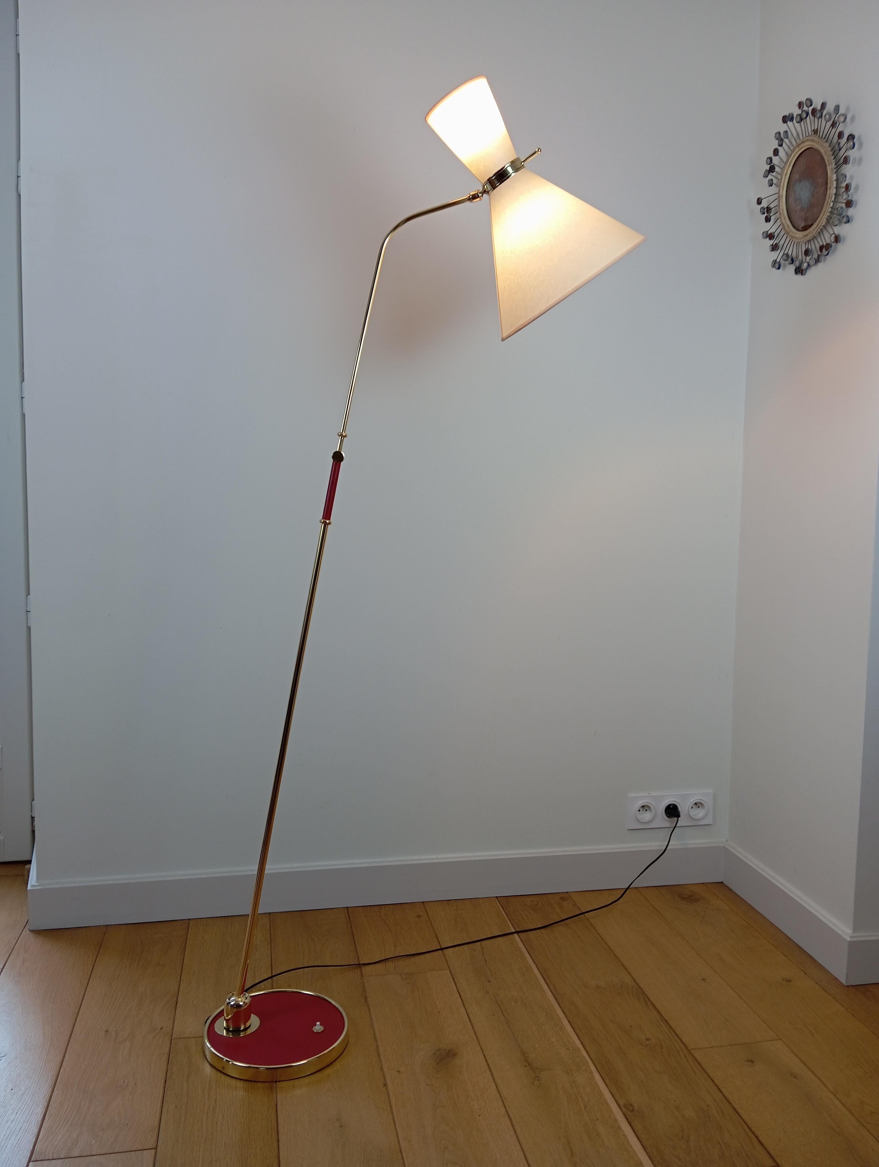 French Pendulum Floor Lamps, Maison Lunel circa 1950