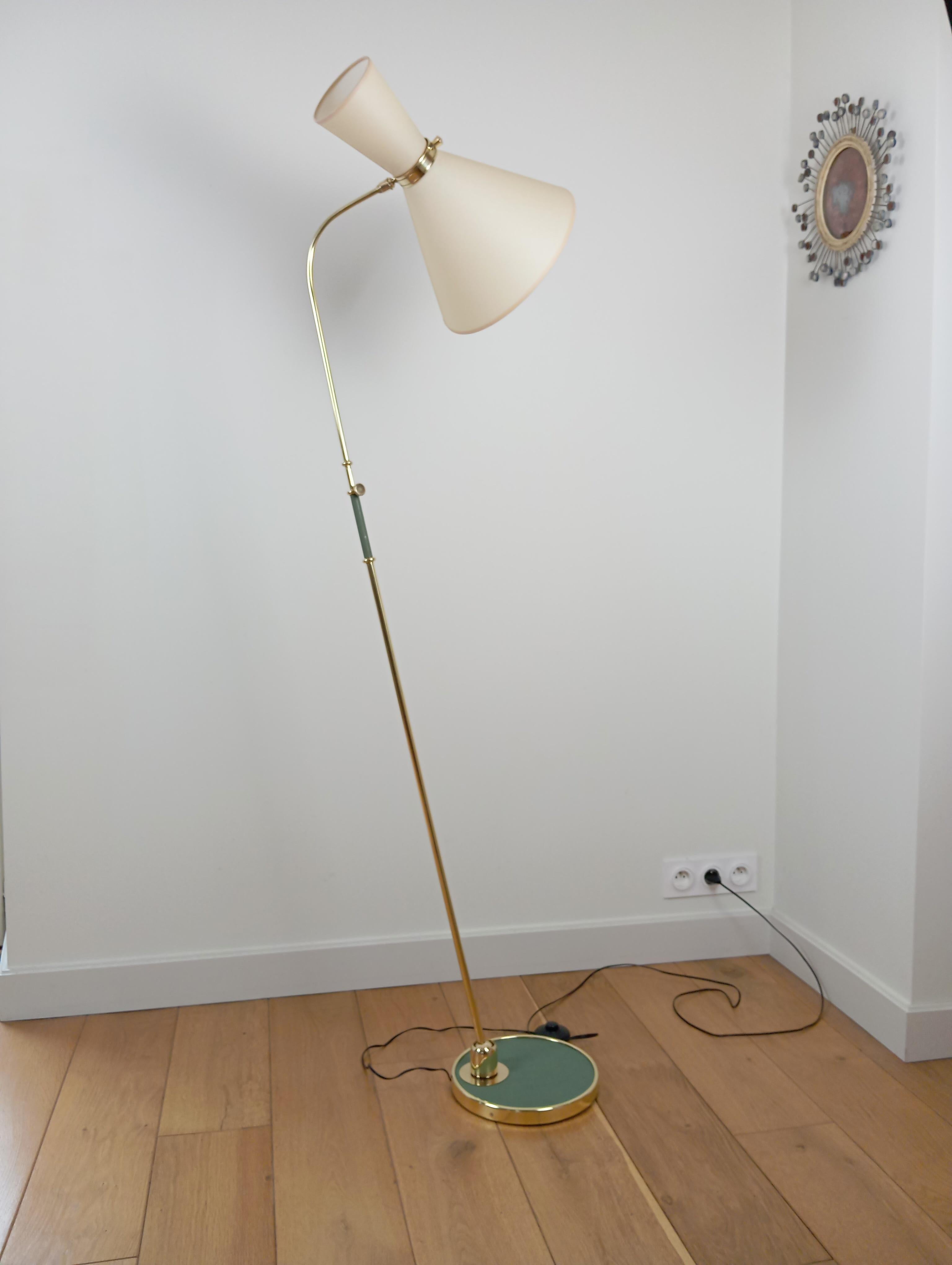 Brass Pendulum Floor Lamps, Maison Lunel circa 1950