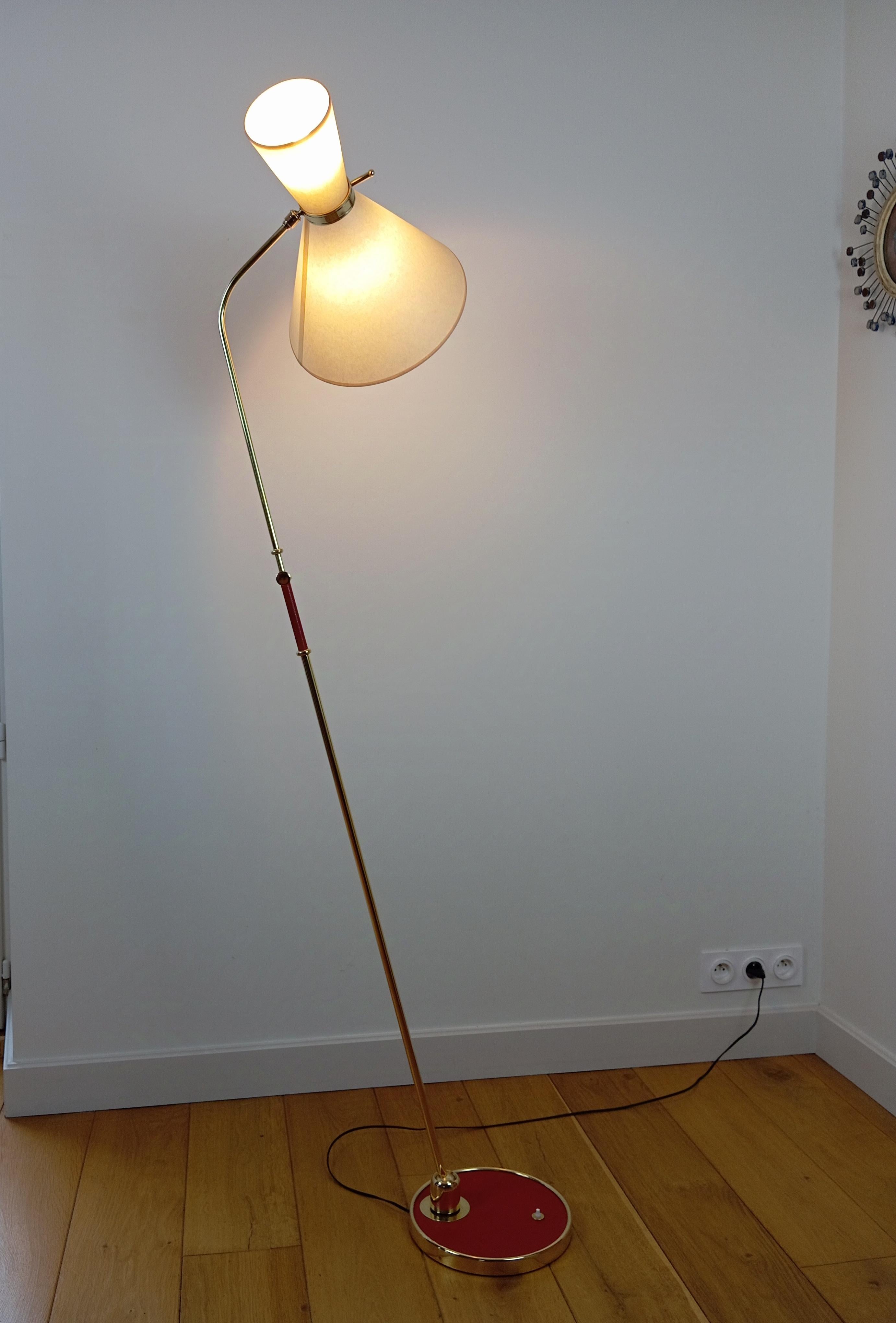 Brass Pendulum Floor Lamps, Maison Lunel circa 1950