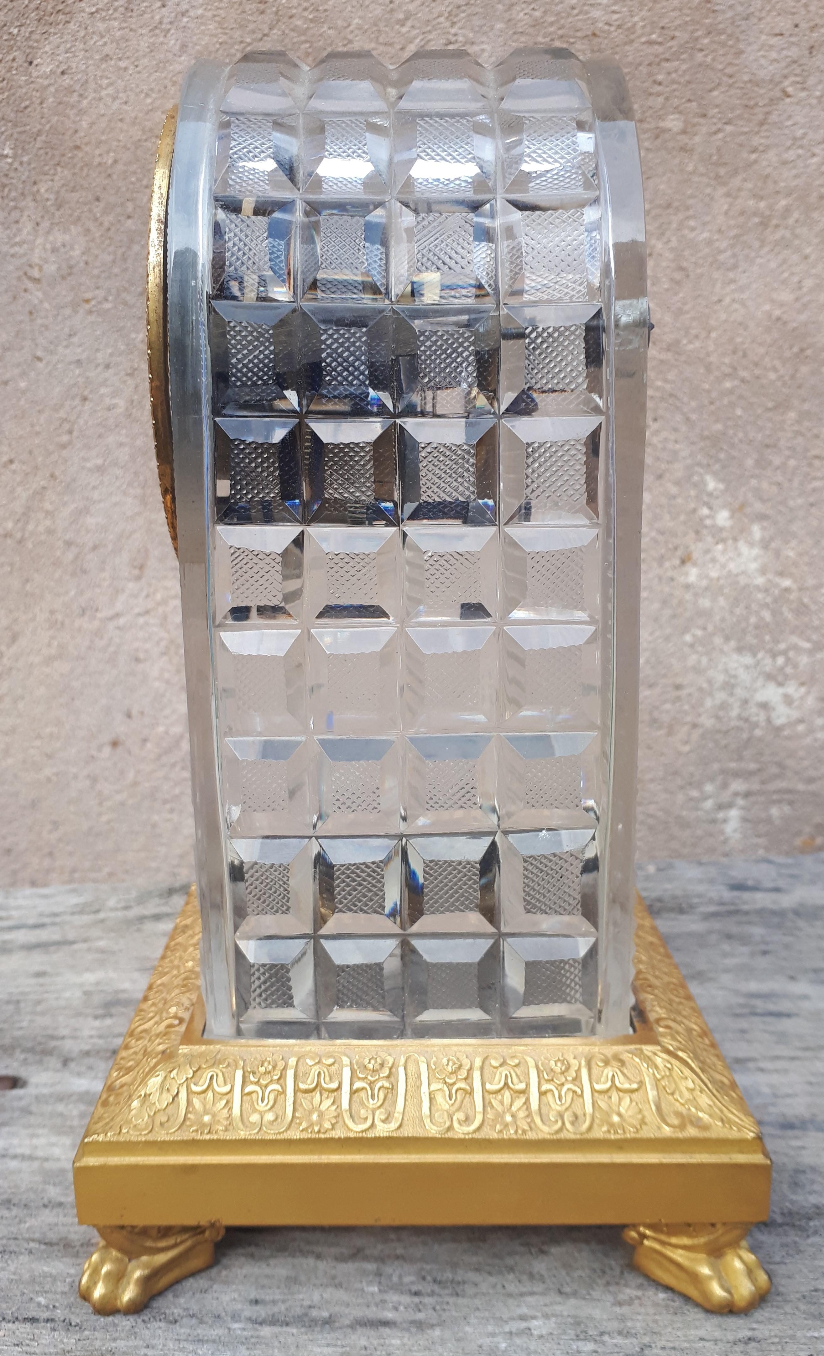 Pendulum In Crystal And Bronze, Signed Lepaute à Paris, l'Escalier De Cristal For Sale 1