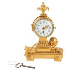 Pendulum In Gilt Bronze, 19th Century, Decor To Astronomy