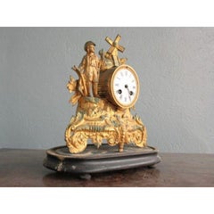 Pendulum in Golden Spelter Under Globe, 1900