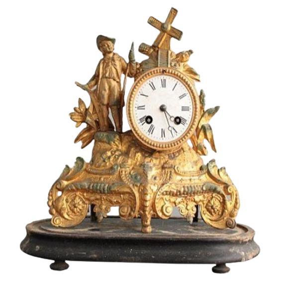 Pendulum in Golden Spelter Under Globe, 1900 For Sale