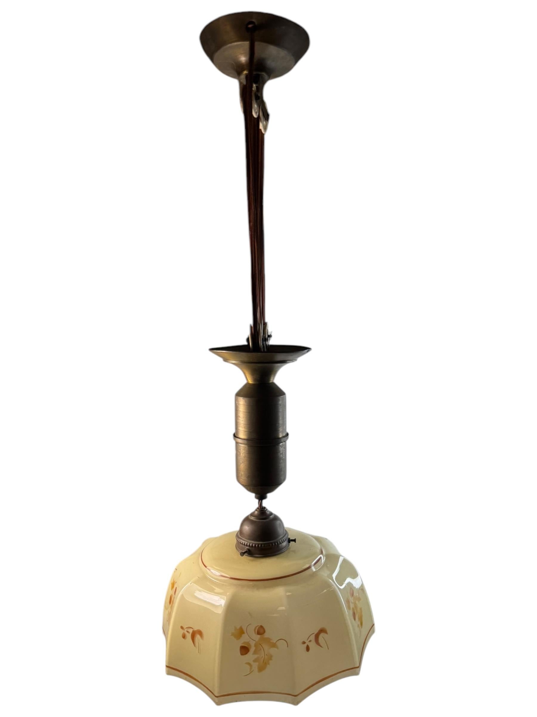 Early 20th Century Pendulum Pendant Art Deco Adjustable Glass Shade Light, 1920s Germany For Sale