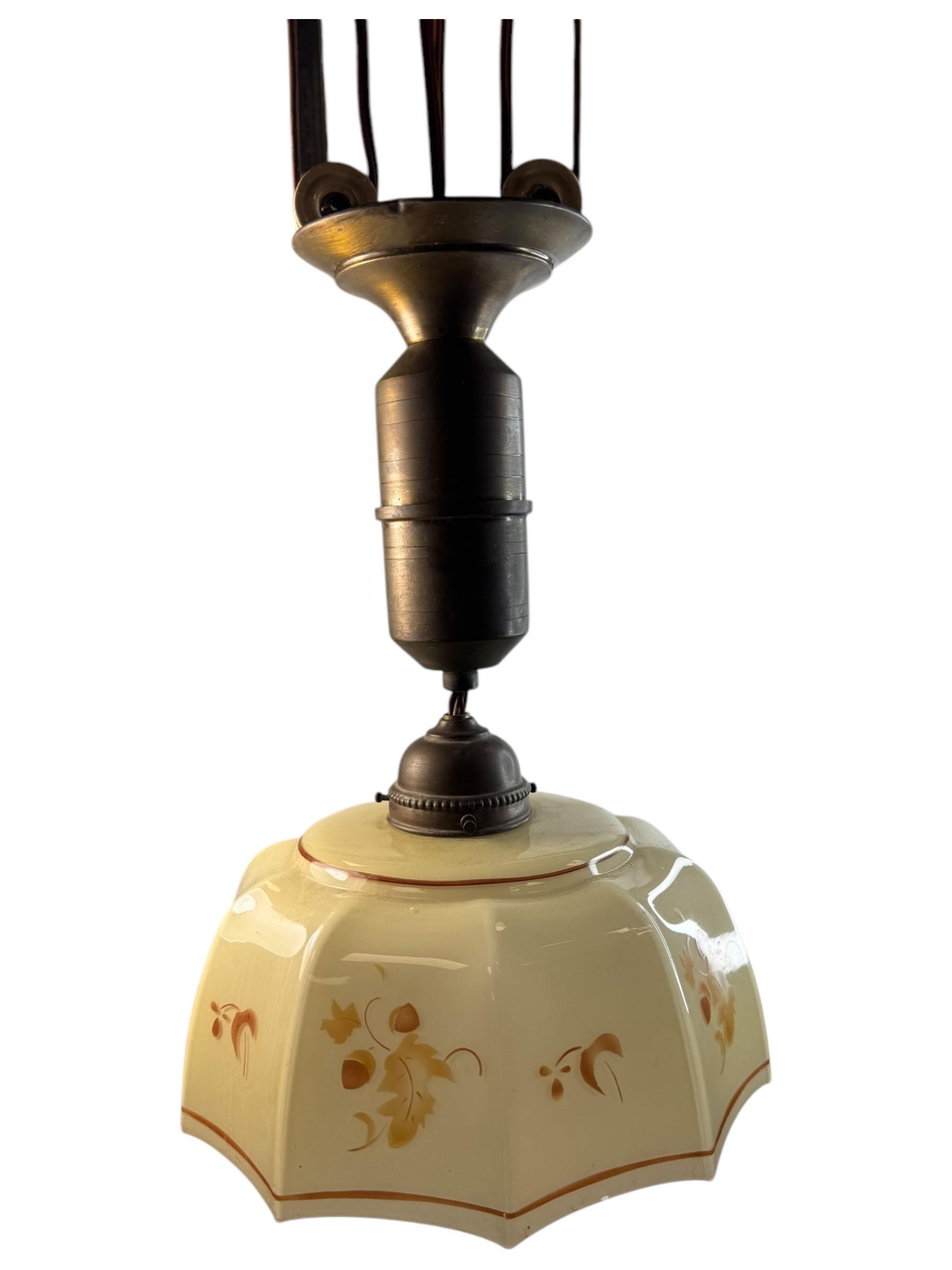 Pendulum Pendant Art Deco Adjustable Glass Shade Light, 1920s Germany For Sale 1