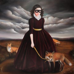 The Benefits of Outdoor Play - Masked Girl in a Old World Dress with Foxes 
