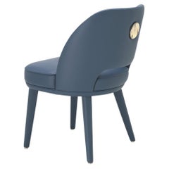 Penelope Chair in blue Tosca Leather with Detail in Corno Italiano, Mod. 4430SC