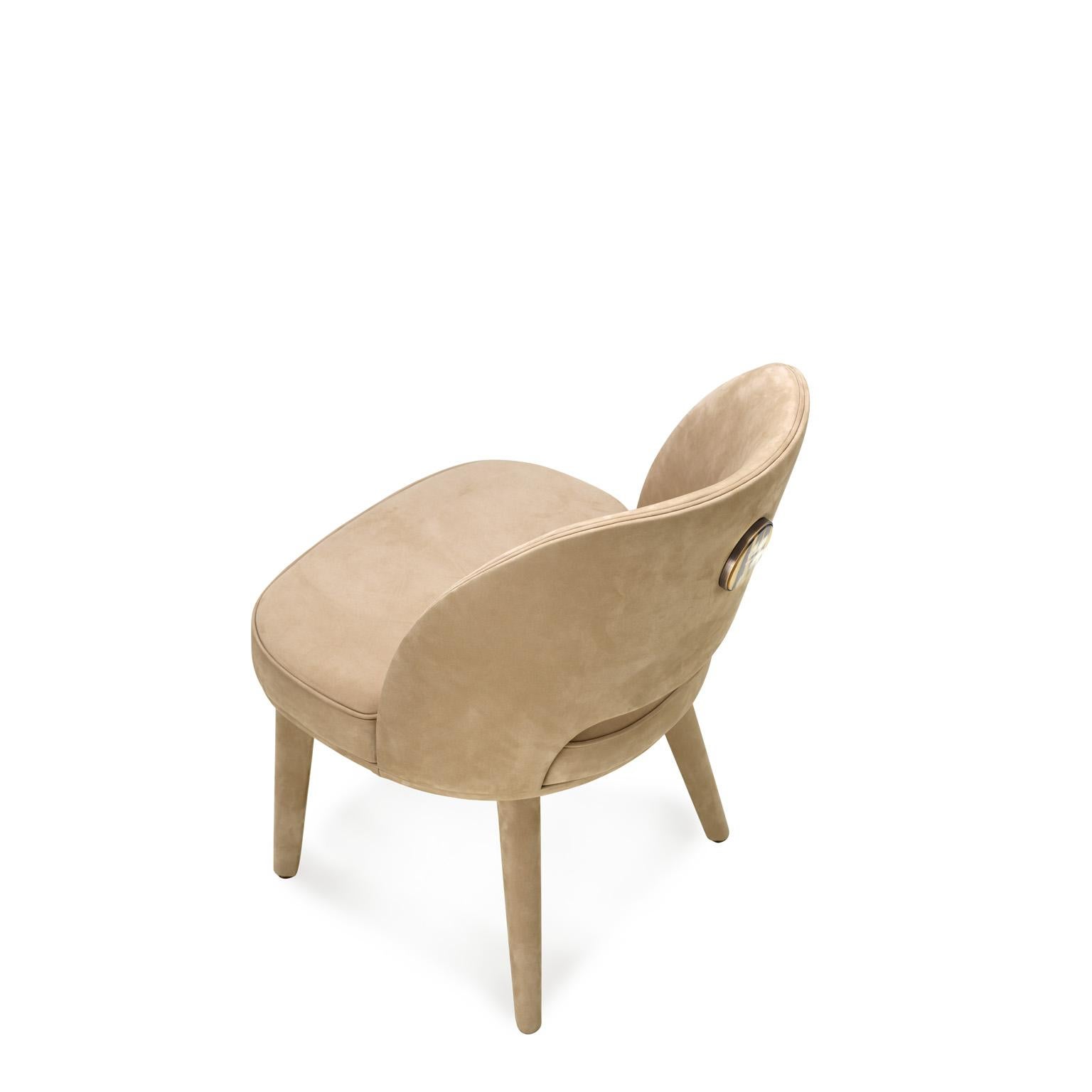 Contemporary Penelope Chair in Carmen Leather with Detail in Corno Italiano, Mod. 4430LB For Sale
