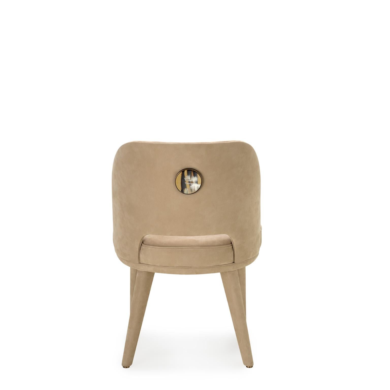 Metal Penelope Chair in Carmen Leather with Detail in Corno Italiano, Mod. 4430LB For Sale