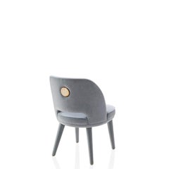 Penelope Chair in Chromed Brass, Horn & Tosca Blue Leather by Arcahorn