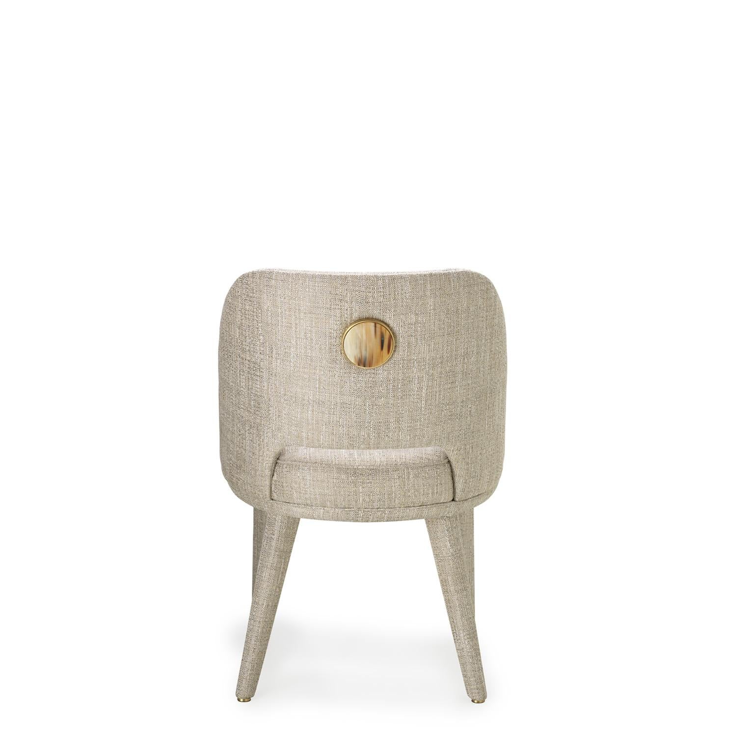 Metal Penelope Chair in Sparks Fabric with Detail in Corno Italiano, Mod. 4430BG For Sale