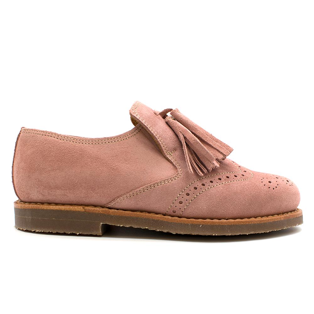 Penelope Chilvers Light pink suede shoes 

- Hand punched brogue details and tassels
- Lightweight crepe sole 
- Round toe
- Spanish suede upper with hand-punched detail 
- Leather Lined 

Made in Spain 

Please note, these items are pre-owned and