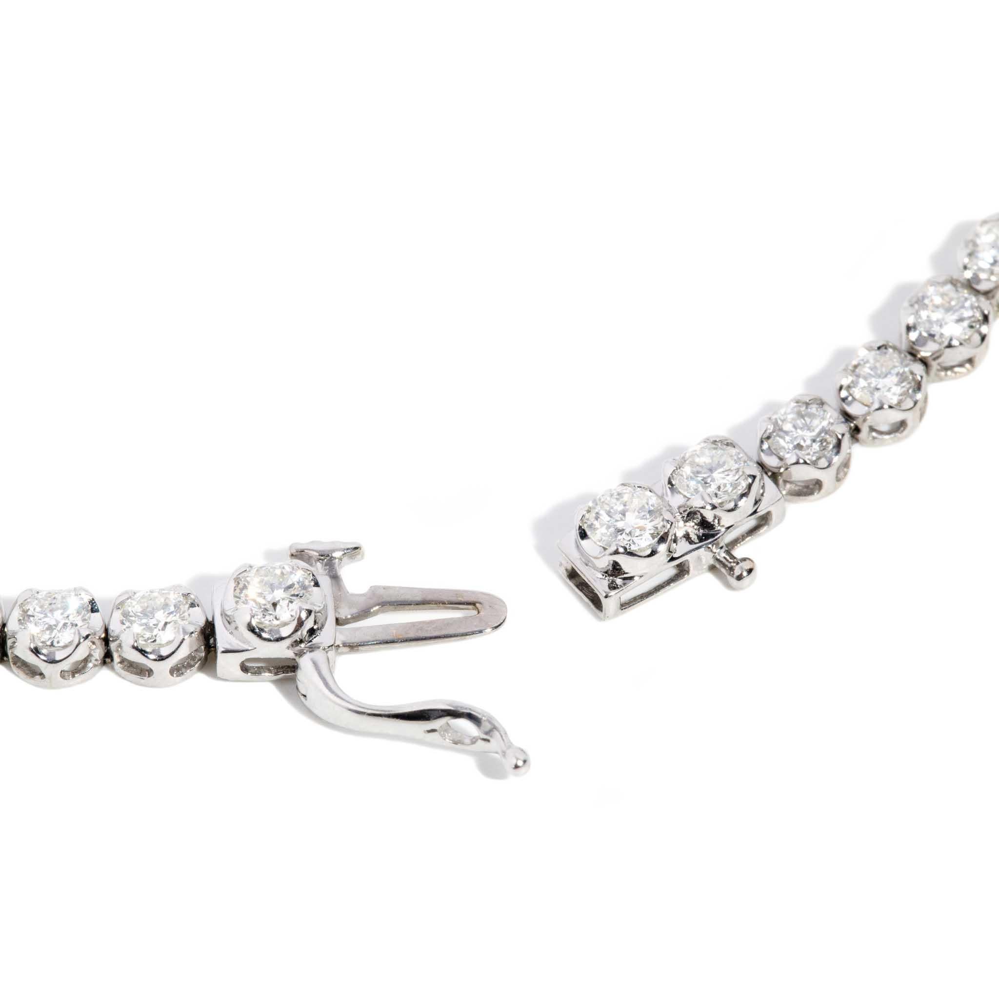 Contemporary 4.50ct Round Brilliant Diamond Tennis Bracelet 18 Carat White Gold For Sale 6