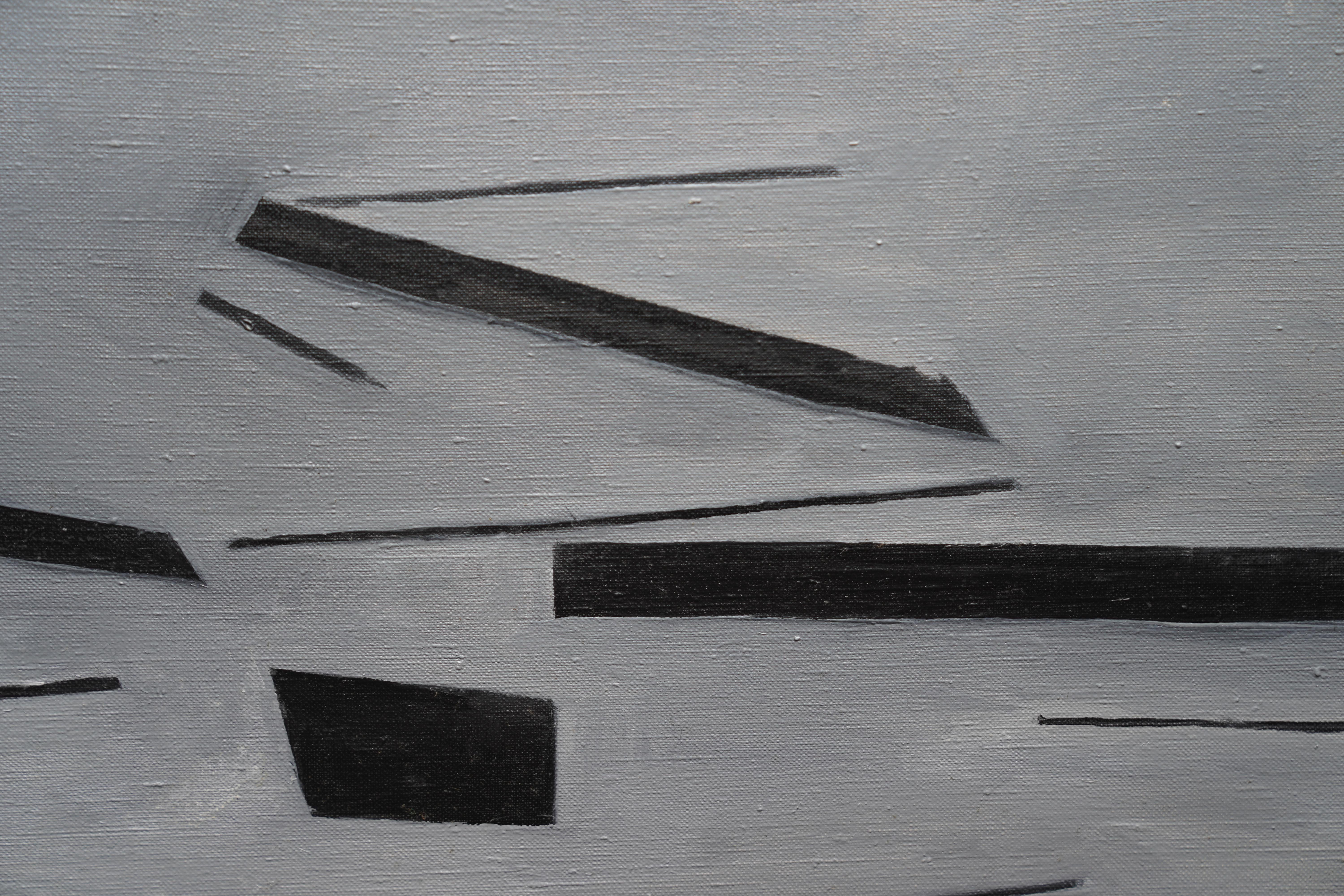 Black on Grey Conceptual Abstract - British 60's Conceptual art oil painting For Sale 1