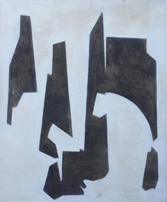 Conceptual Abstract V - British sixties art oil painting female artist