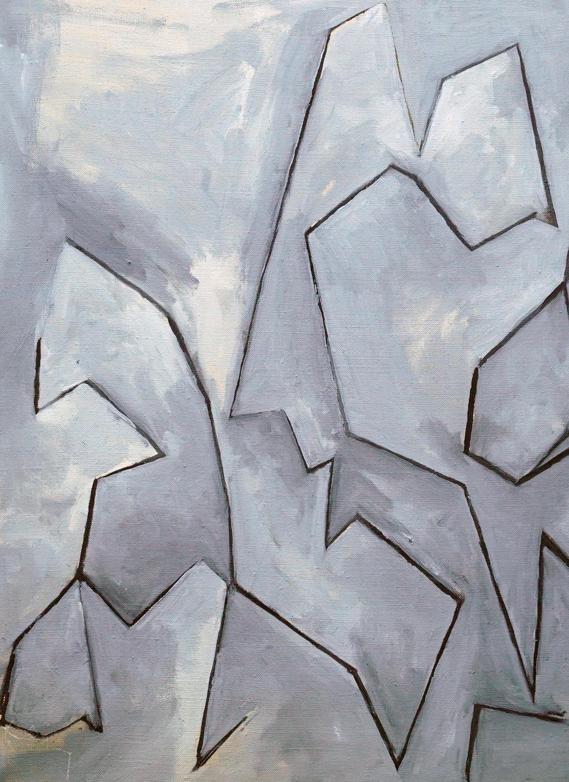 Concettuale astratto VII - arte britannica anni sessanta pittura ad olio artista femminile - Painting Concettualismo di Penelope Ellis