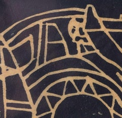 Mirando dentro del granero, xilografía de Penelope Ellis