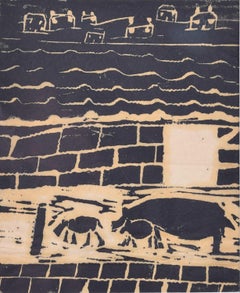 Sguazzare nel fango, stampa su legno di Penelope Ellis