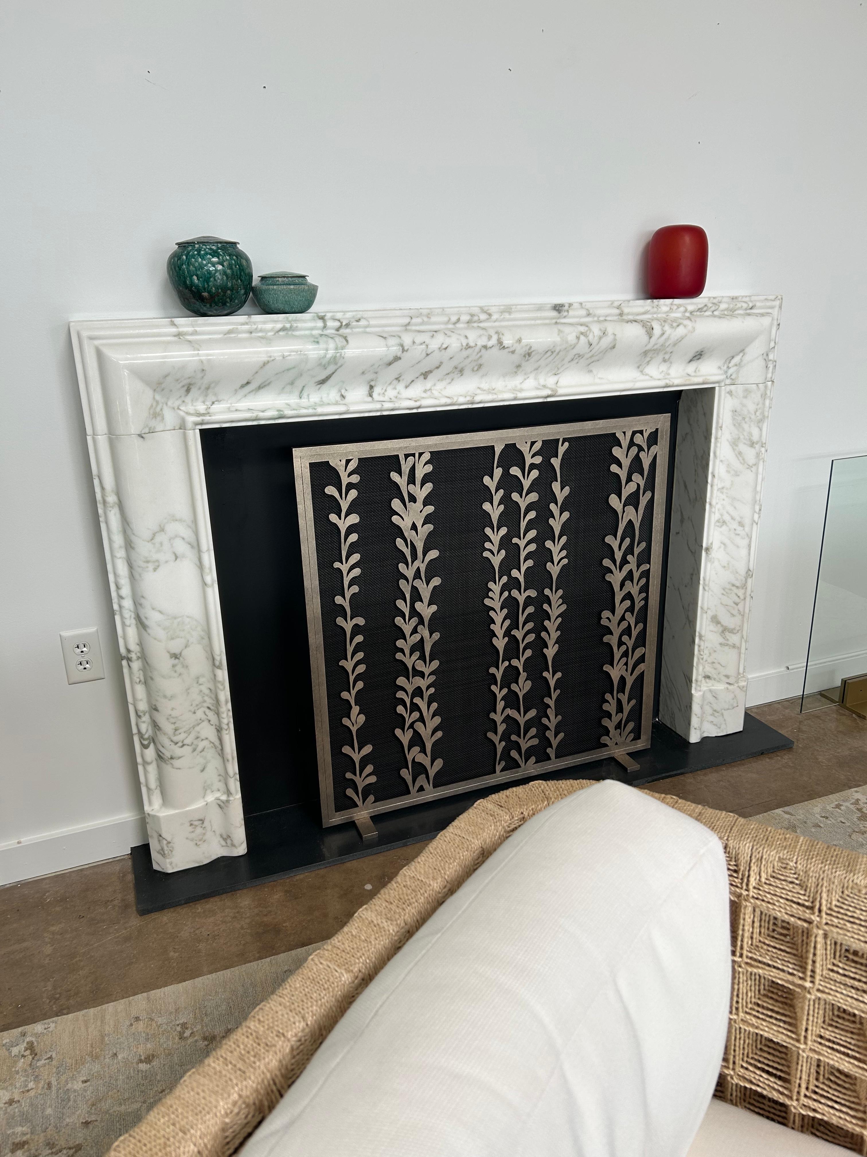 American Penelope Fireplace Screen in Aged Silver, Ready To Ship For Sale