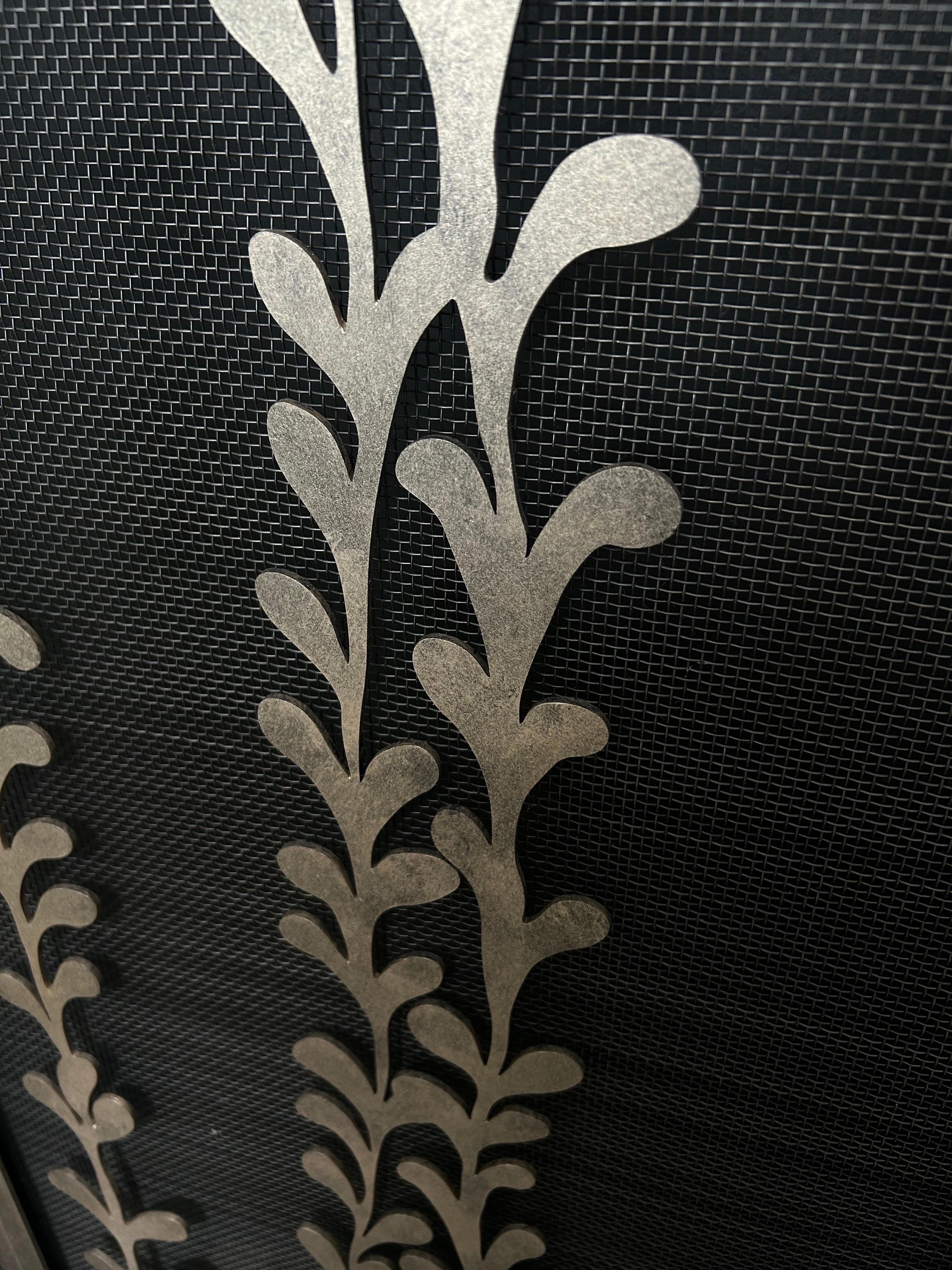 Contemporary Penelope Fireplace Screen in Aged Silver, Ready To Ship For Sale