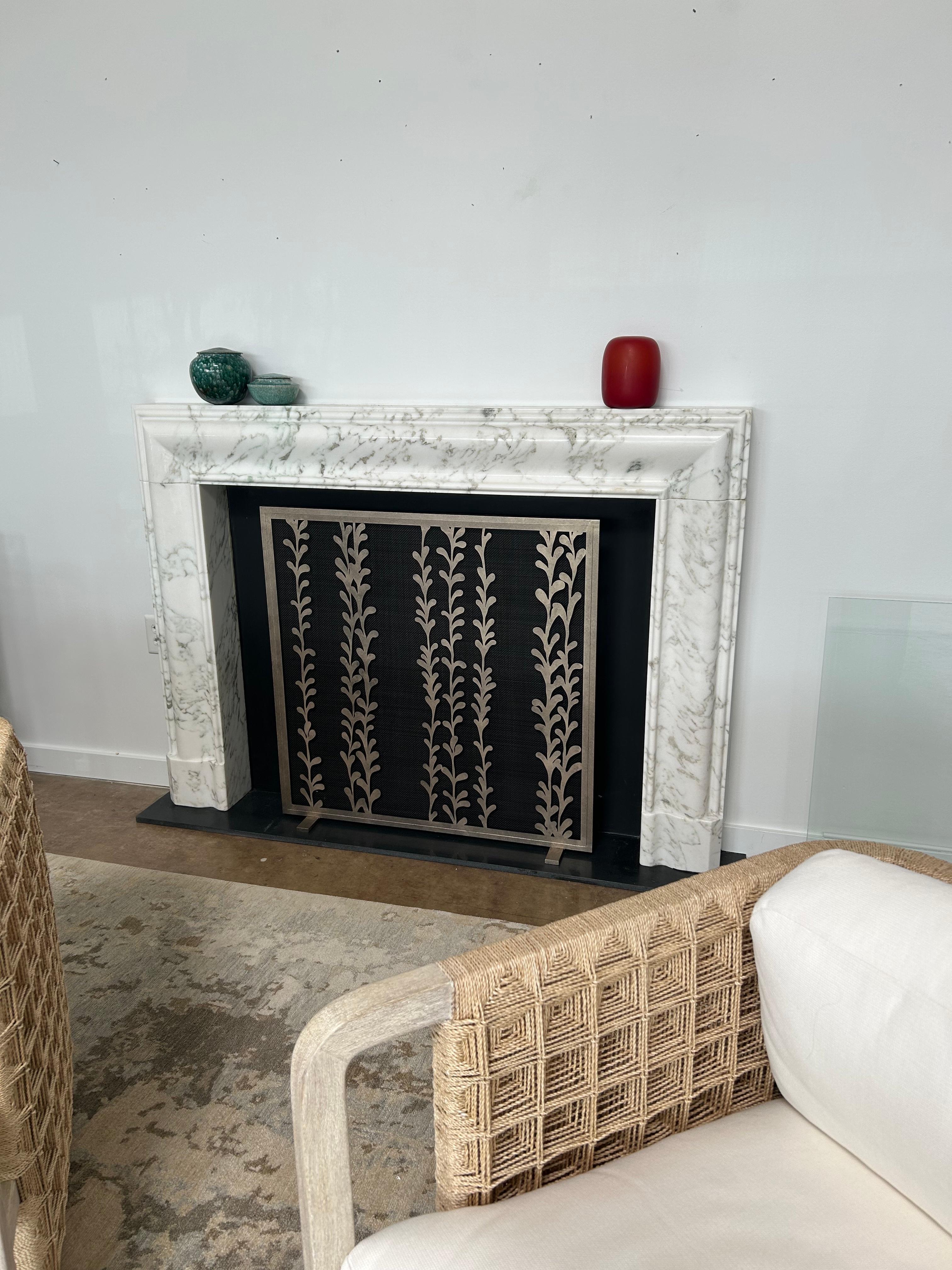 Iron Penelope Fireplace Screen in Aged Silver, Ready To Ship For Sale