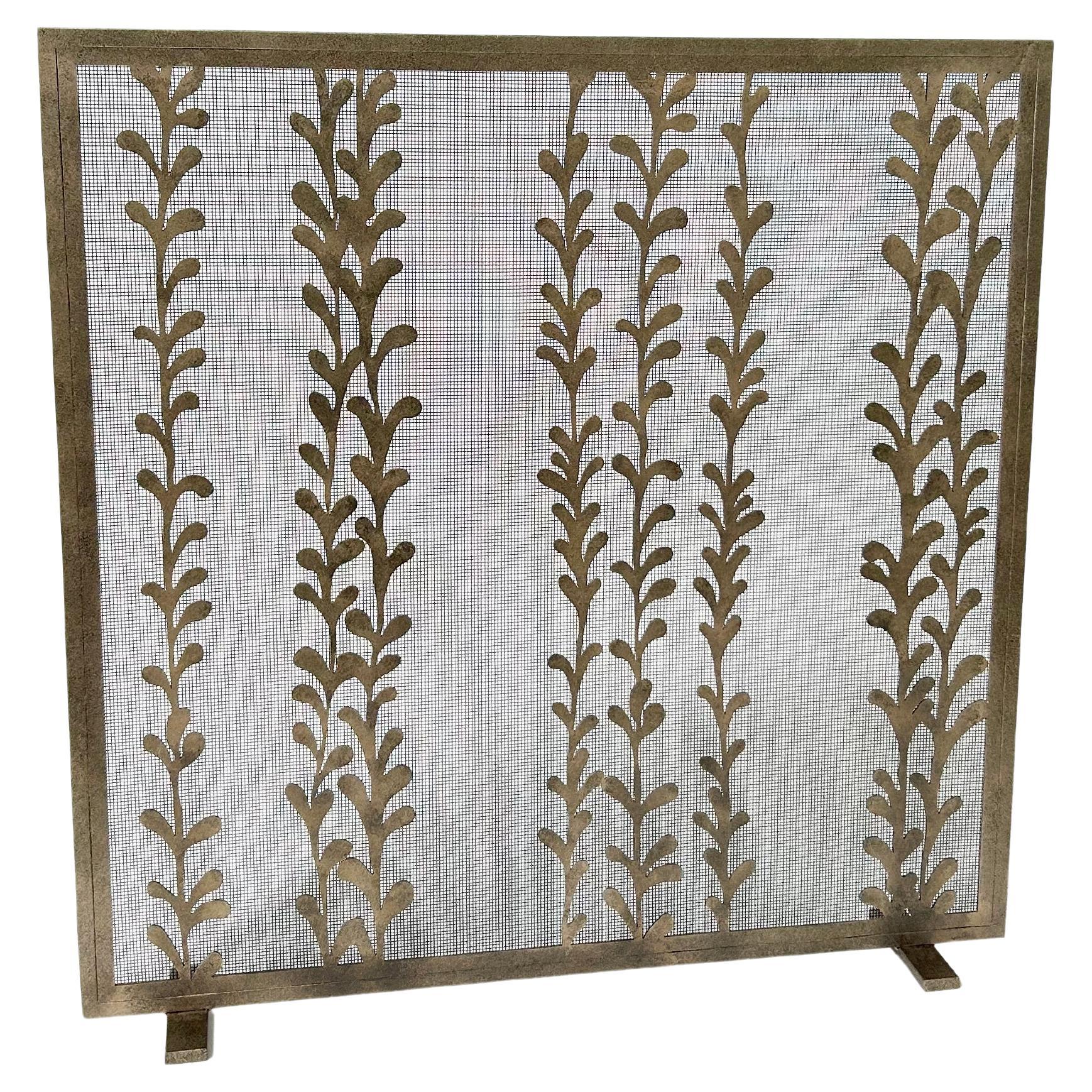 Penelope Fireplace Screen in Aged Silver, Ready To Ship