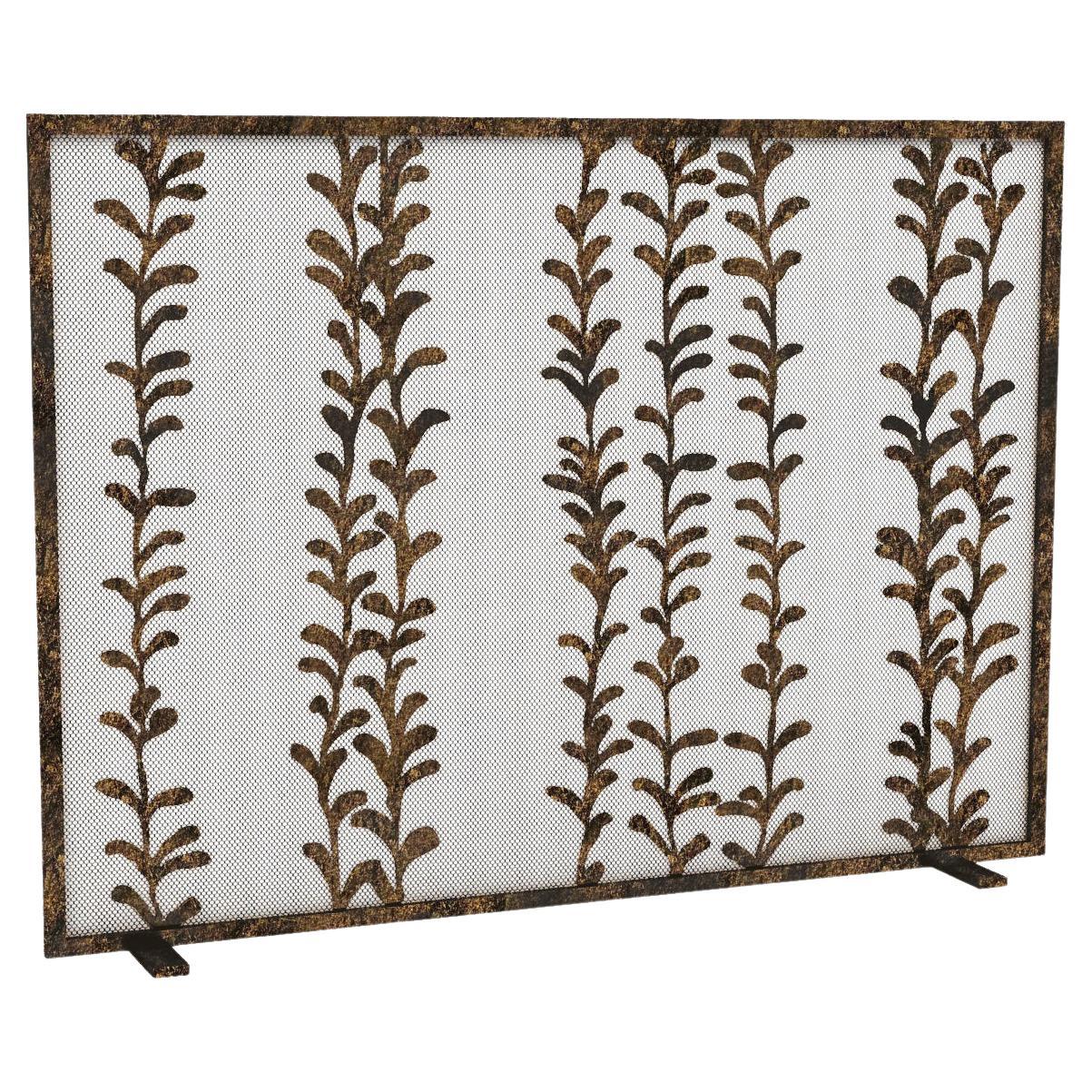 Celeste Fireplace Screen in Gold Rubbed Black For Sale at 1stDibs