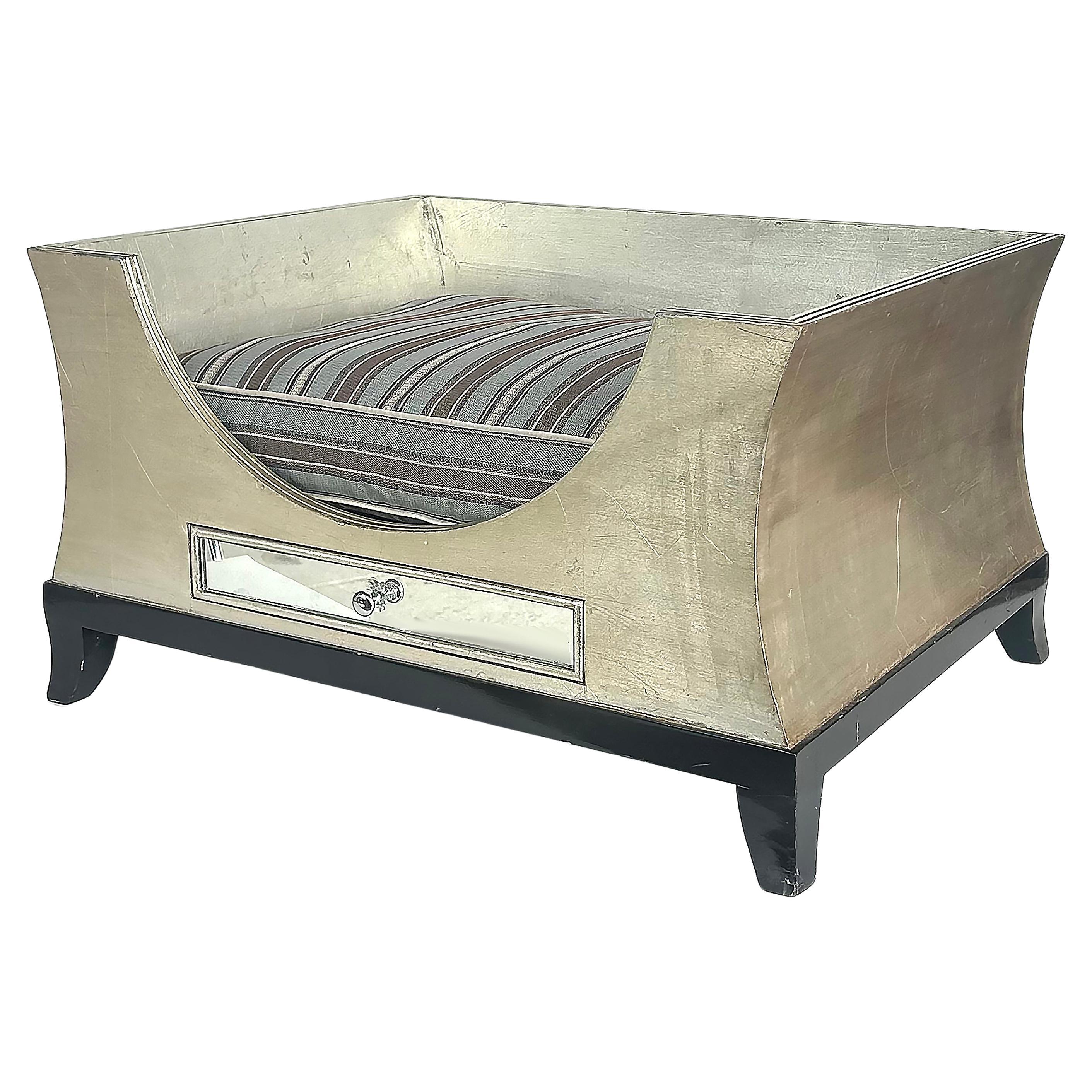 Penelope Francis Silver Leaf Dog Bed, Hollywood Regency-Style For Sale