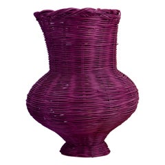 Penelope Hand-Woven Vase in Plum Hand-dyed Reed