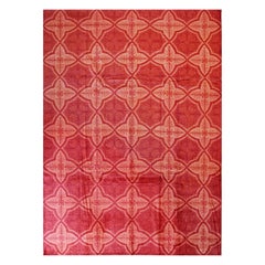 Penelope Maya Red Hand-Knotted Afghan Wool Rug Carpet, Allover Trellis