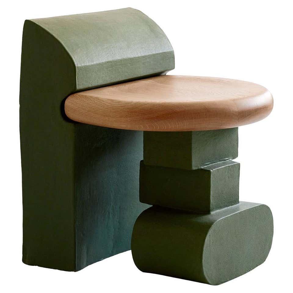 Indoor-Outdoor Modern River Rock Masonry Tuffet Stool by Lland For Sale ...