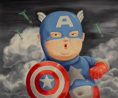 Peng Zhang Contemporary Original Oil  "Chubby Series Hero Dream - Capation