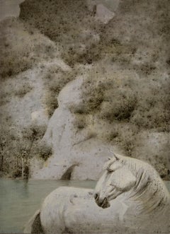 Pengbin Yang Animal Óleo original sobre lienzo "Cuento de hadas blanco"
