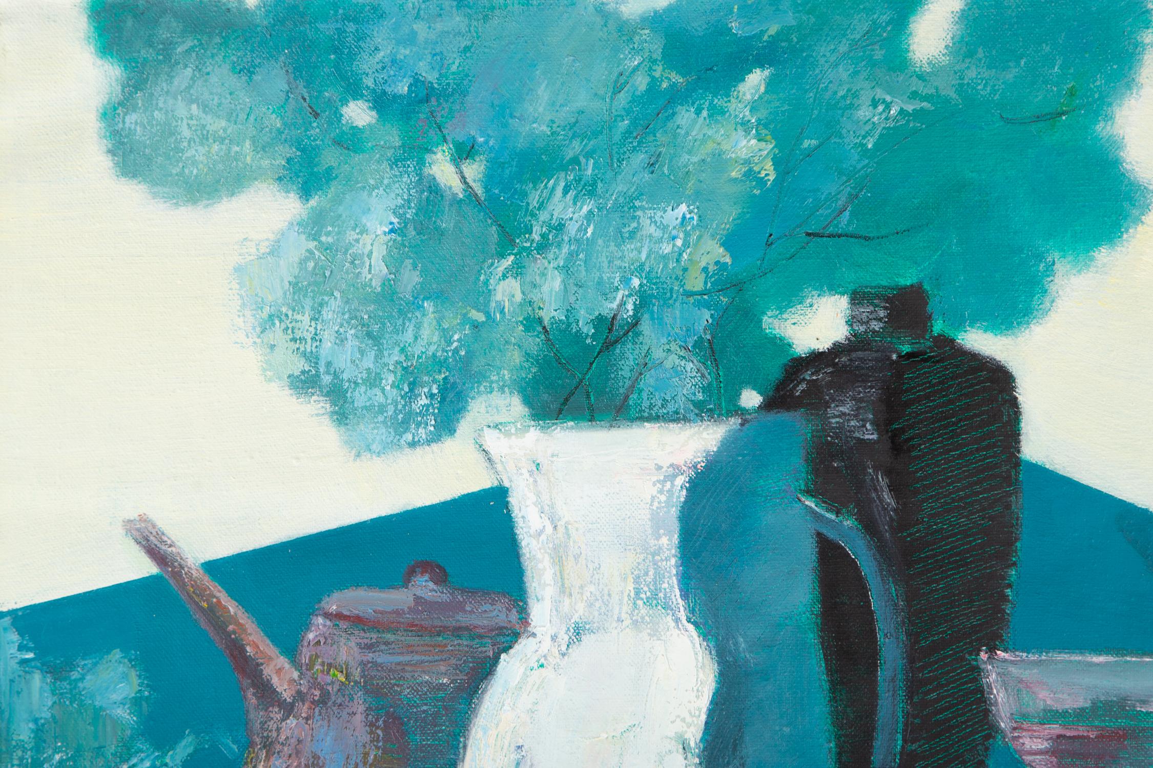Pengfei Wu Original Ölgemälde auf Leinwand „Stillleben-Blau 3“ im Angebot 1