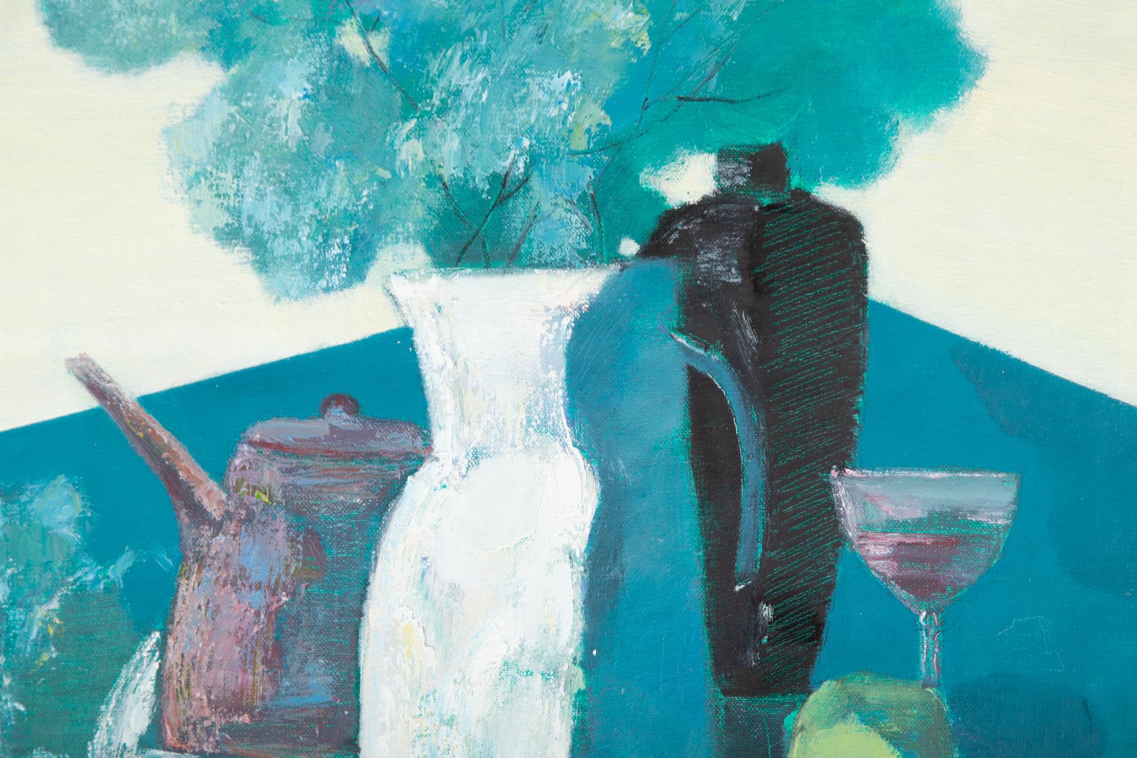 Pengfei Wu Original Ölgemälde auf Leinwand „Stillleben-Blau 3“ im Angebot 3