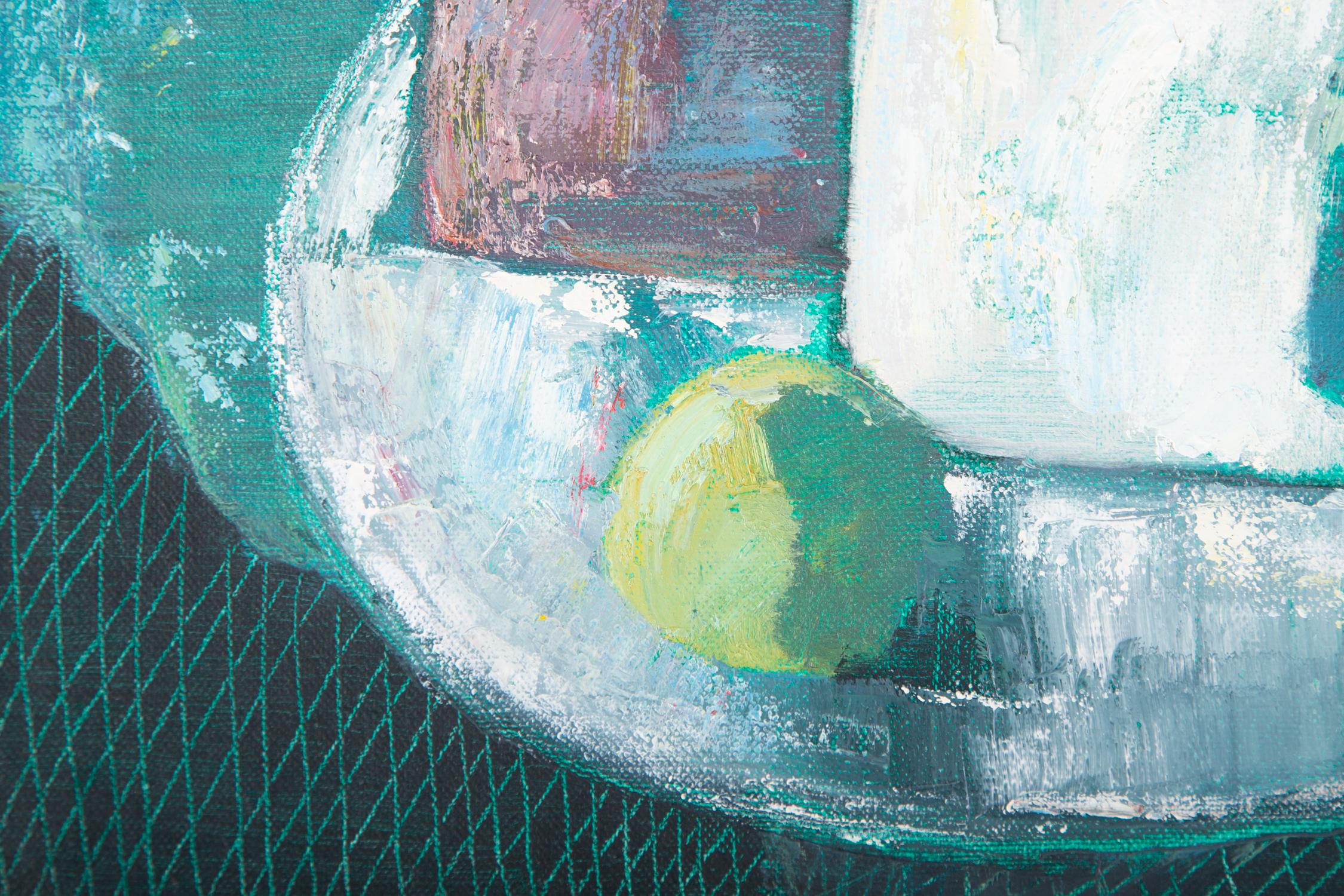 Pengfei Wu Original Ölgemälde auf Leinwand „Stillleben-Blau 3“ im Angebot 5