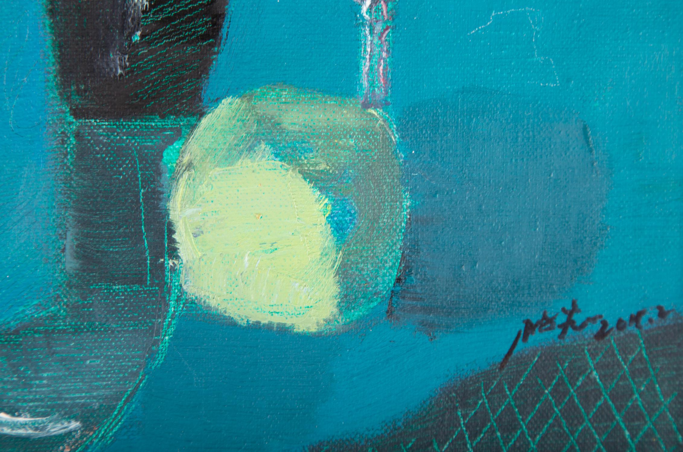Pengfei Wu Original Ölgemälde auf Leinwand „Stillleben-Blau 3“ im Angebot 6