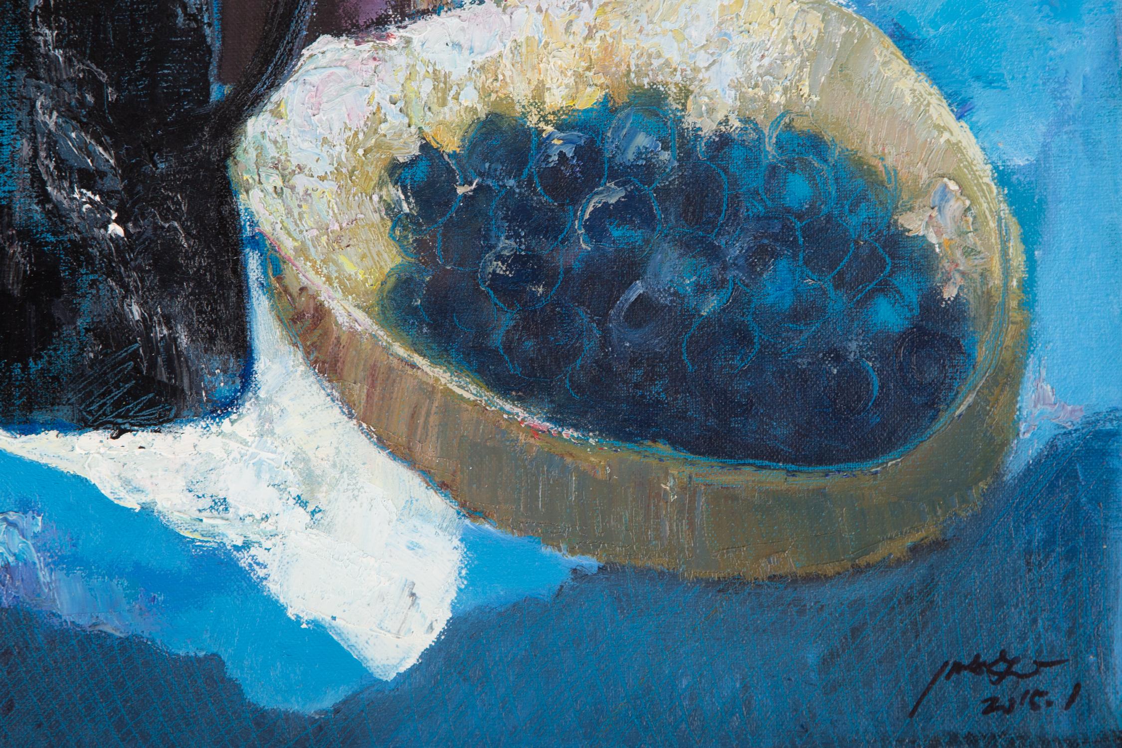Pengfei Wu, Original-Ölgemälde „Stillleben-Blau 1“ im Angebot 2