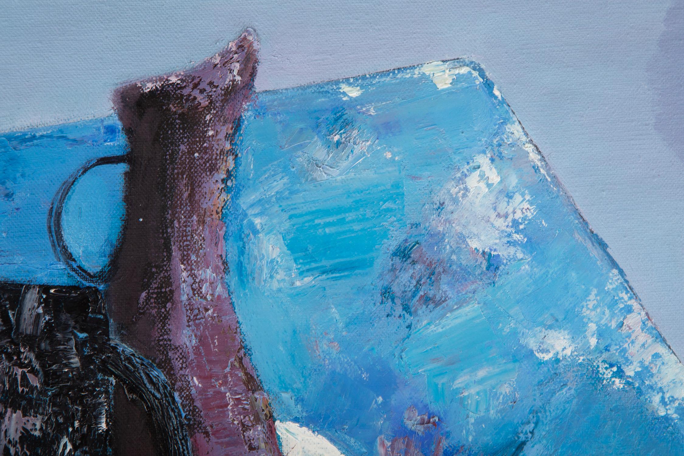 Pengfei Wu, Original-Ölgemälde „Stillleben-Blau 1“ im Angebot 4