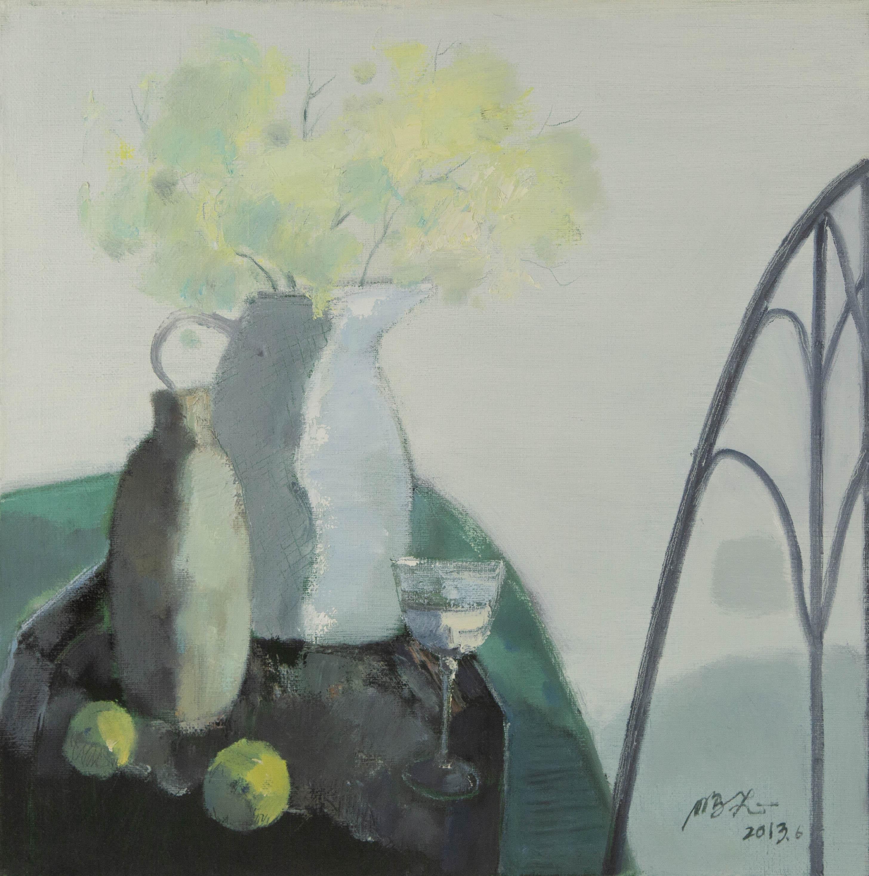Pengfei Wu Stillleben Original Öl auf Leinwand "Afternoon Tea"