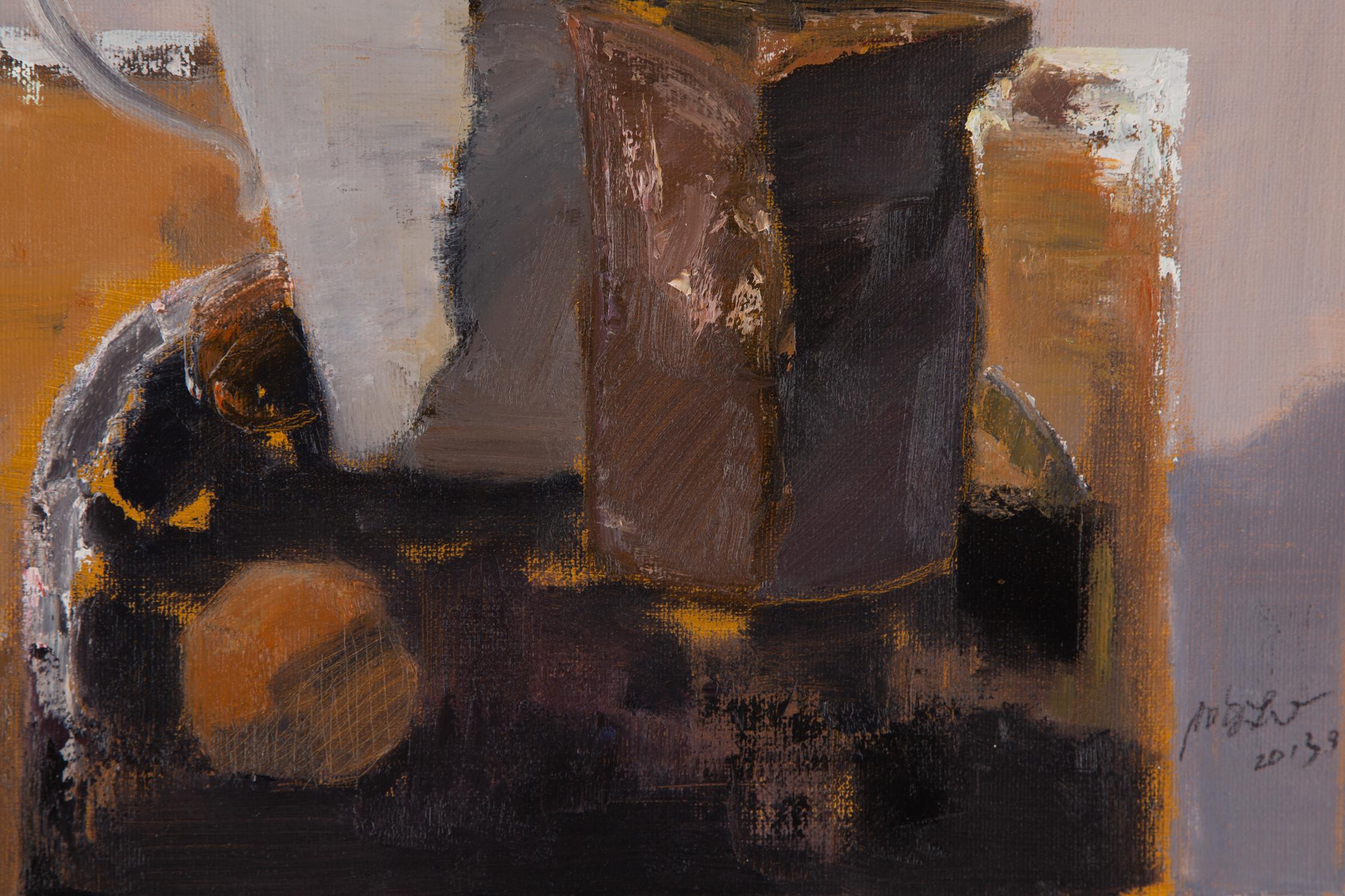 Pengfei Wu Stillleben, Original, Öl auf Leinwand, „Flaschen“ im Angebot 4