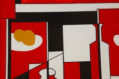 Pengfei Yan Contemporary Original Mixed Media "Geometry - Red"