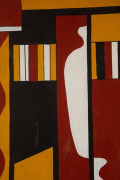 Pengfei Yan Contemporary Original Oil On Canvas "Geometry - Yellow"