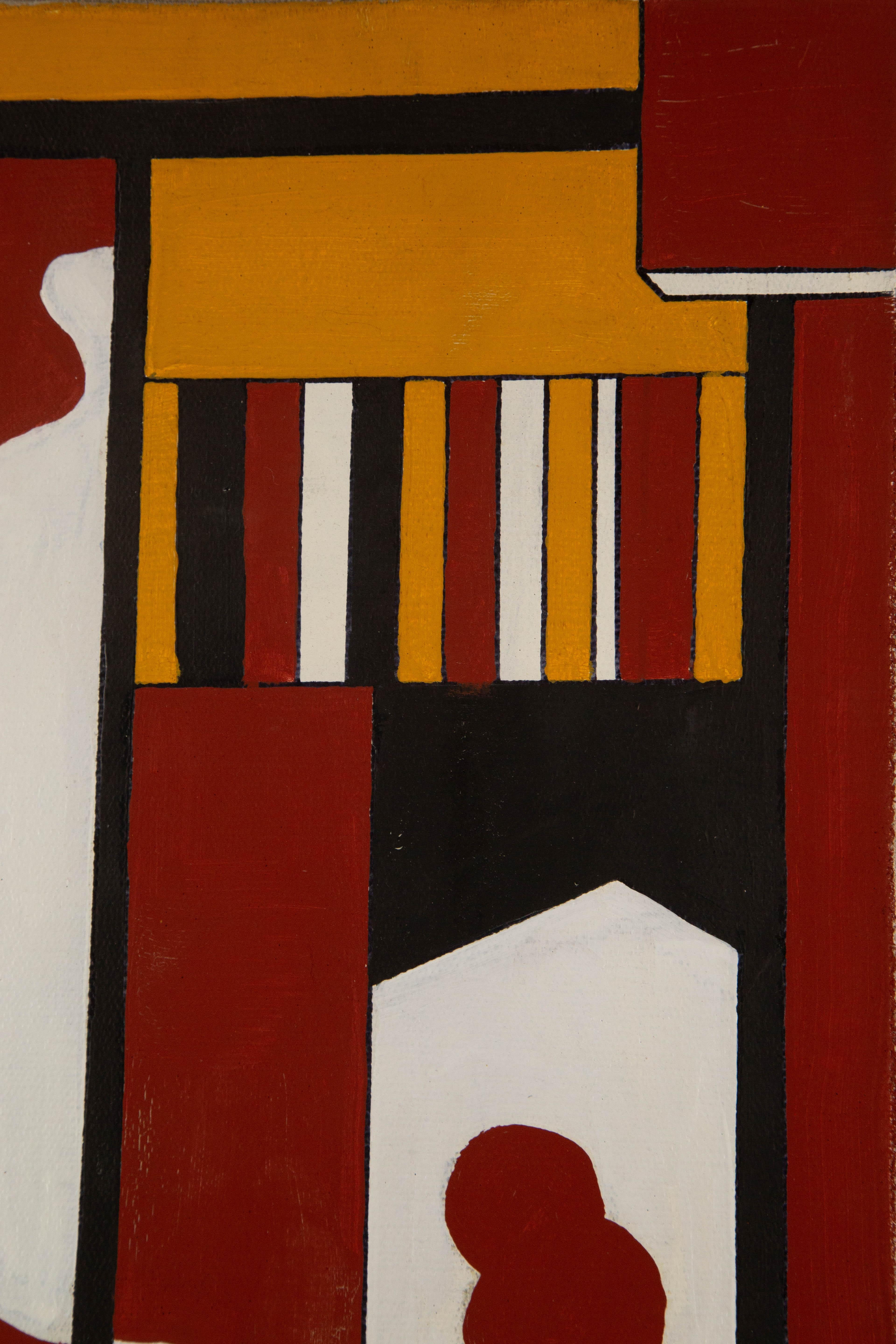  Title: Geometry - Yellow
 Medium: Oil on canvas
 Size: 27 x 15 inches
 Frame: Framing options available!
 Condition: The painting appears to be in excellent condition.
 Note: This painting is unstretched
 Year: 2015
 Artist: Pengfei Yan
 Signature: