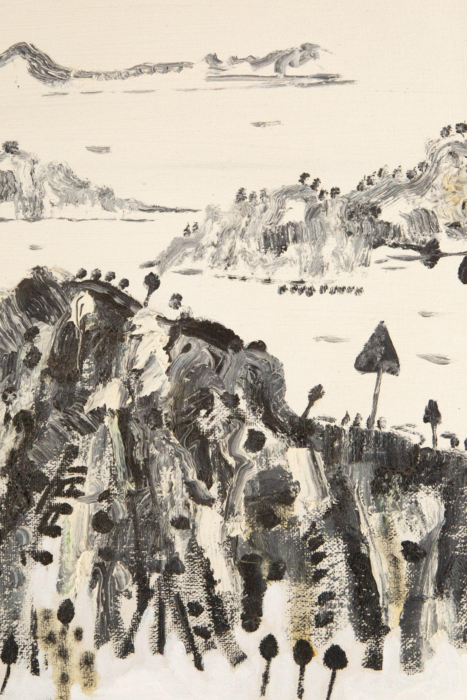 Huile sur toile originale PengFei Yan Landscape 