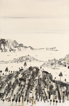 Huile sur toile originale PengFei Yan Landscape "Monochrome World 2"